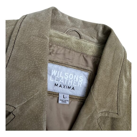 WILSONS LEATHER Suede Luxury Designer Vintage Y2K Tan Jacket Womens Large - Picture 4 of 5